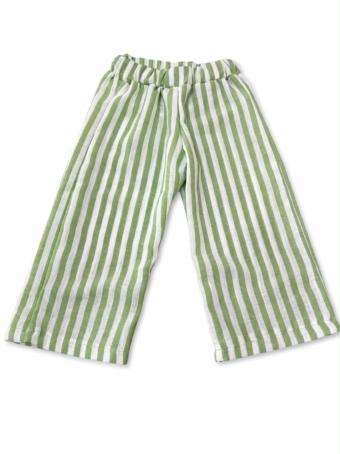 Conjunto niña meses blusa y pantalón a rayas con diadema – Verde