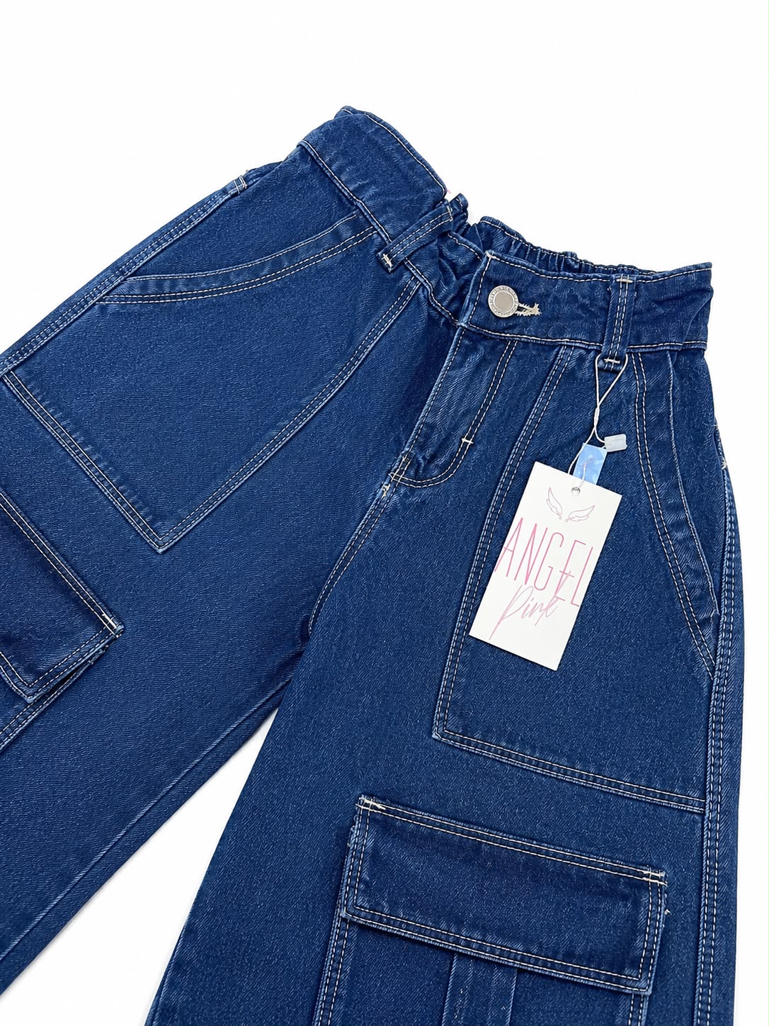 Pantalón niña cargo mezclilla wide leg