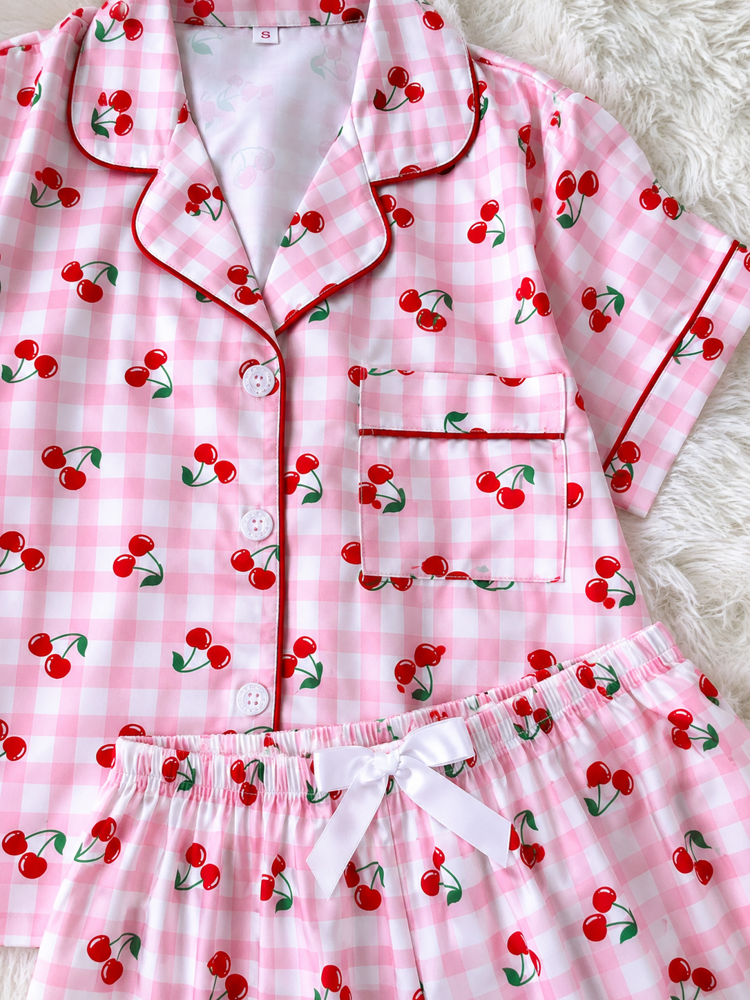 Pijama Dama Cerezas Rosa