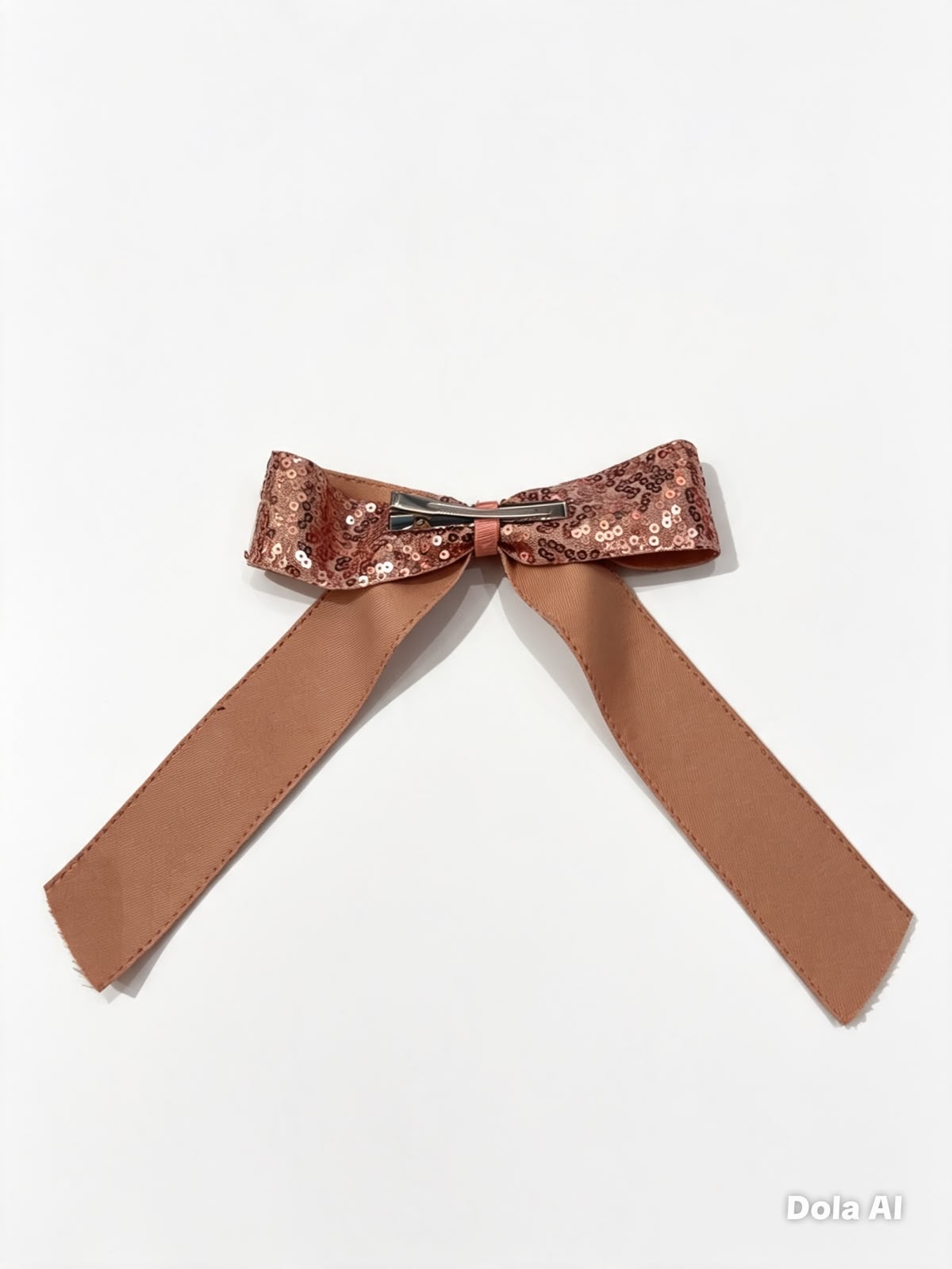 Moño chico niña de lentejuelas rose gold