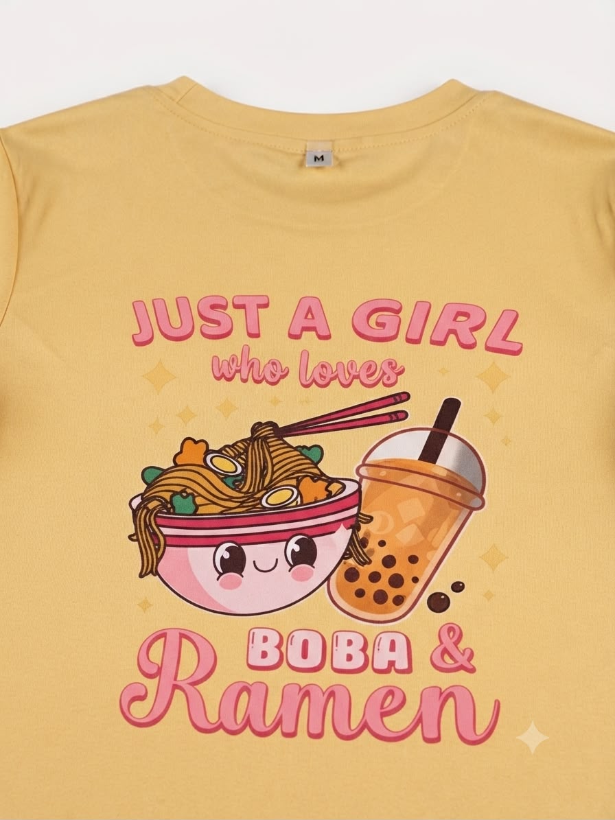 Blusa niña con estampado en la espalda boba y ramen