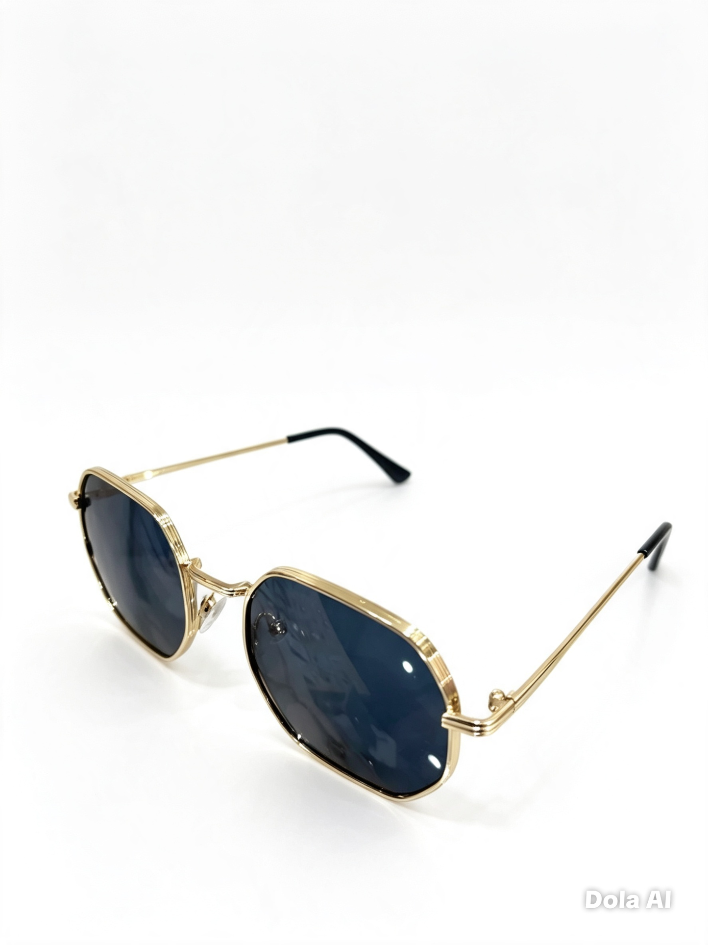 Lentes dama octagonales dorados con mica negra