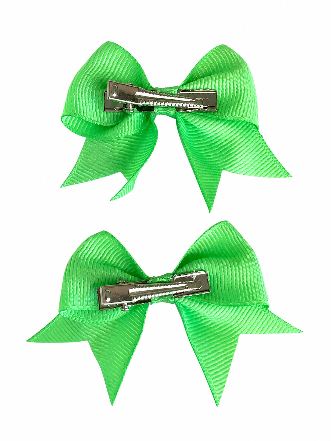 Moño par niña verde brillante con puntas