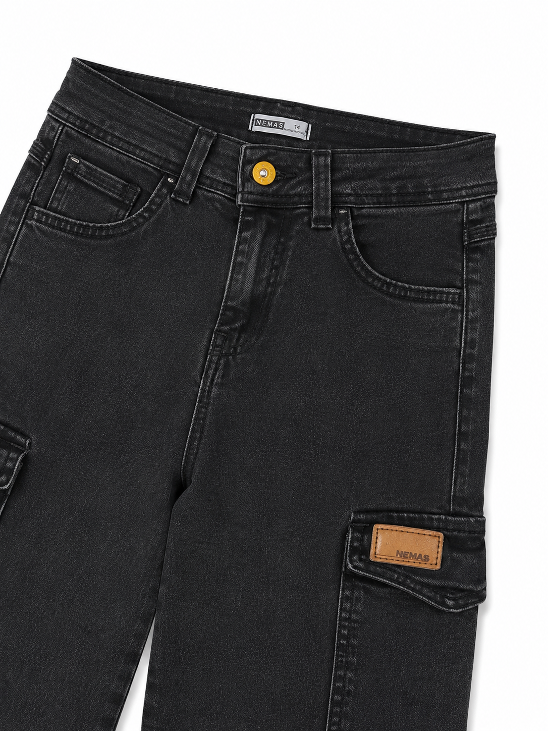 Pantalón niña cargo de mezclilla negra