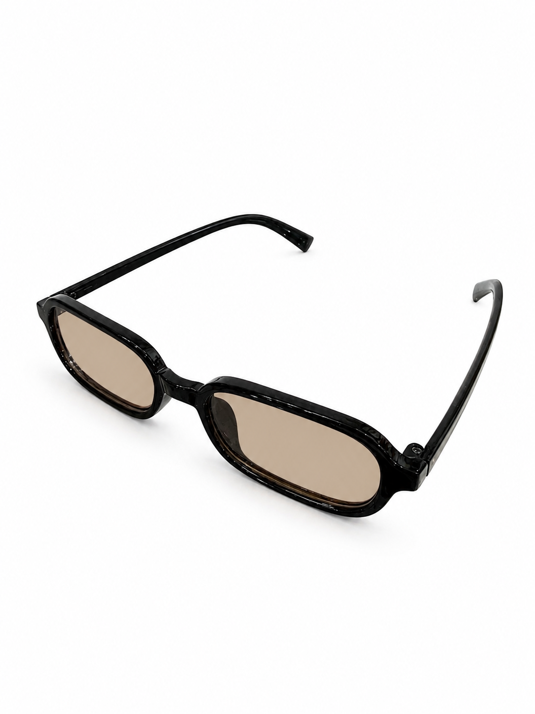 Lentes dama de sol rectangulares negros con mica café