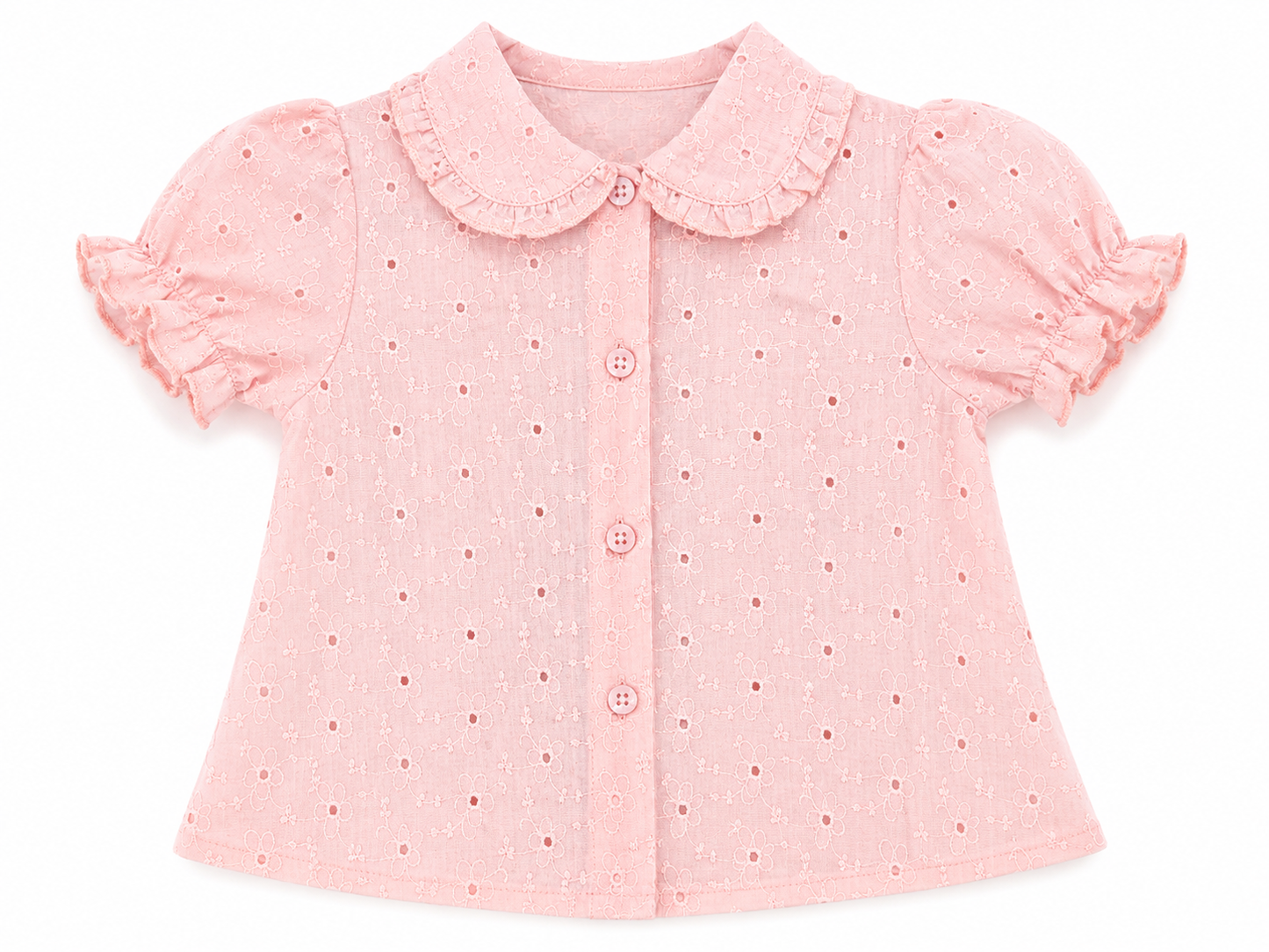 Set niña con blusa bordada y jumper de mezclilla