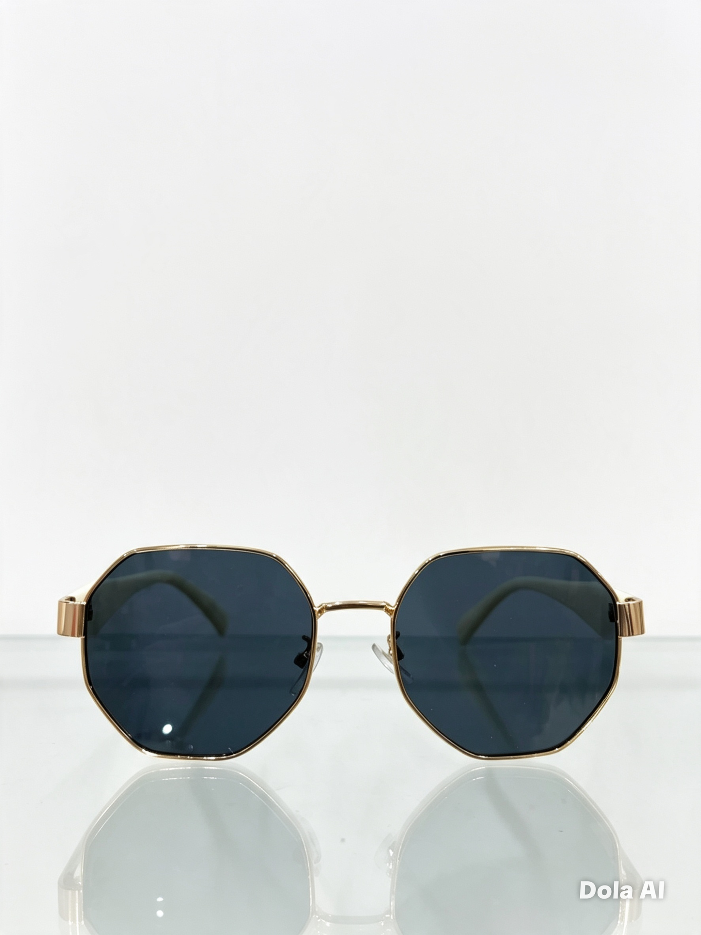 Lentes dama hexagonales blanco con dorado
