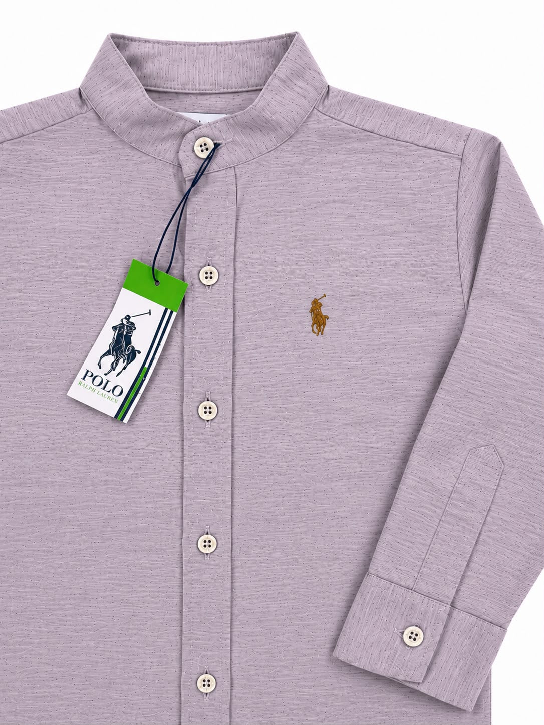Camisa niño manga larga con cuello mao