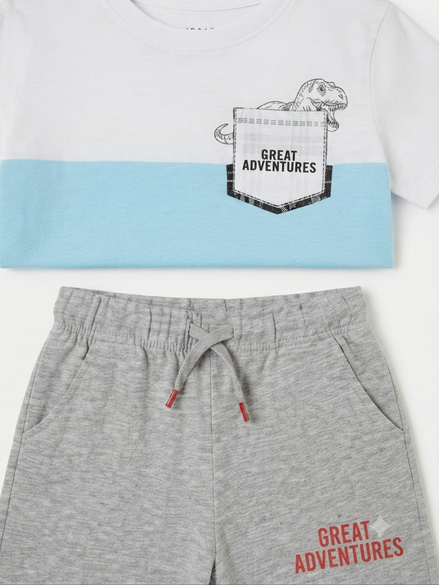 Set niño playera tricolor con short deportivo