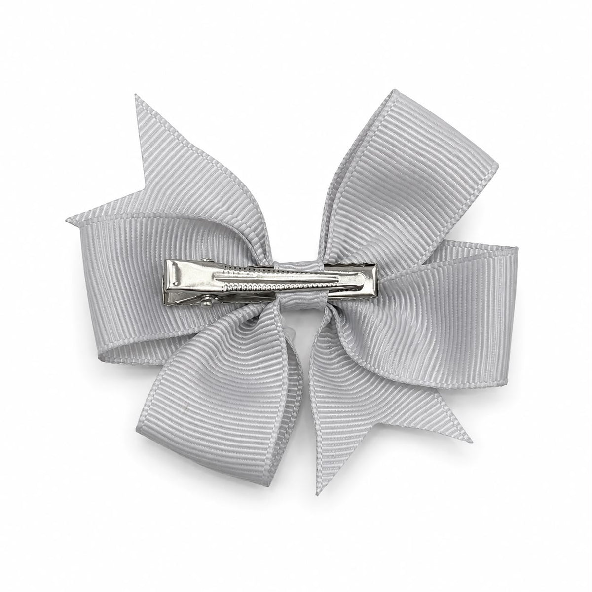 Moño niña gris plata con diseño clásico de doble lazo 🎀🩶
