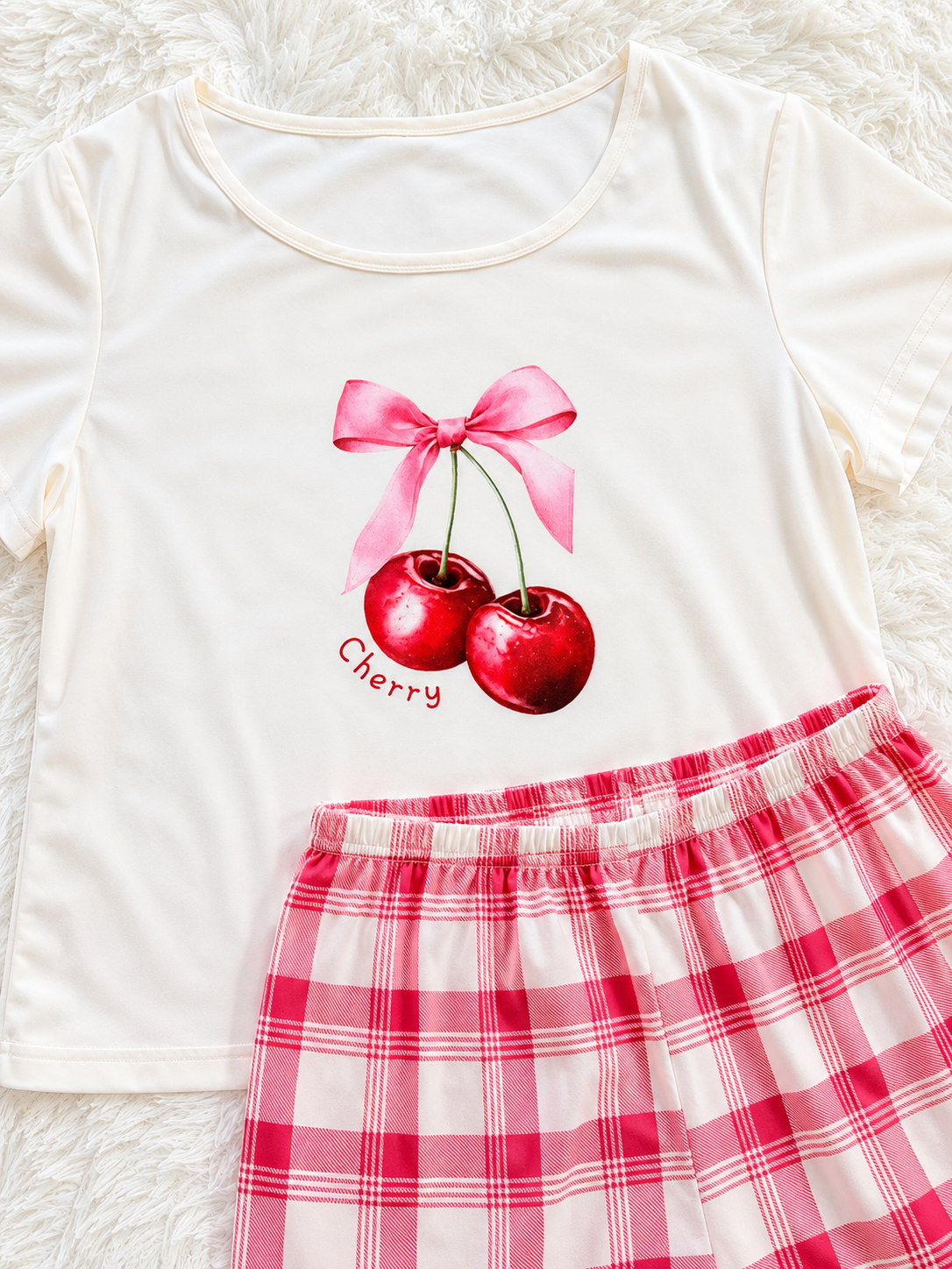 Pijama Dama Cherry Cuadros Rosa – Pantalón Largo