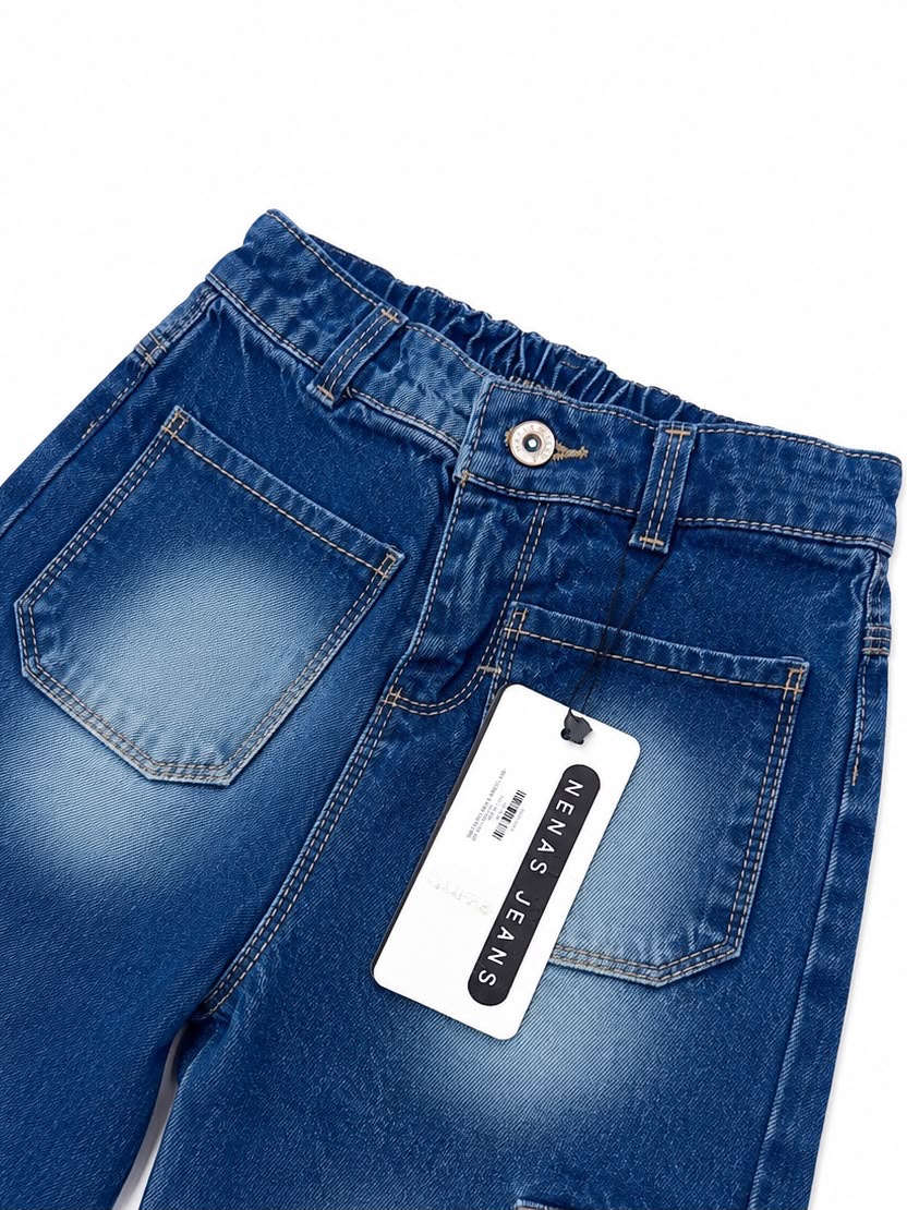 Pantalón niña cargo mezclilla efecto deslavado
