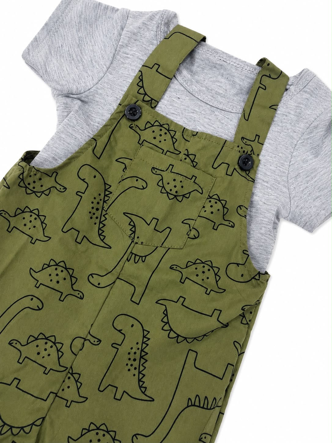 Set niña con jumper de dinosaurios y playera gris