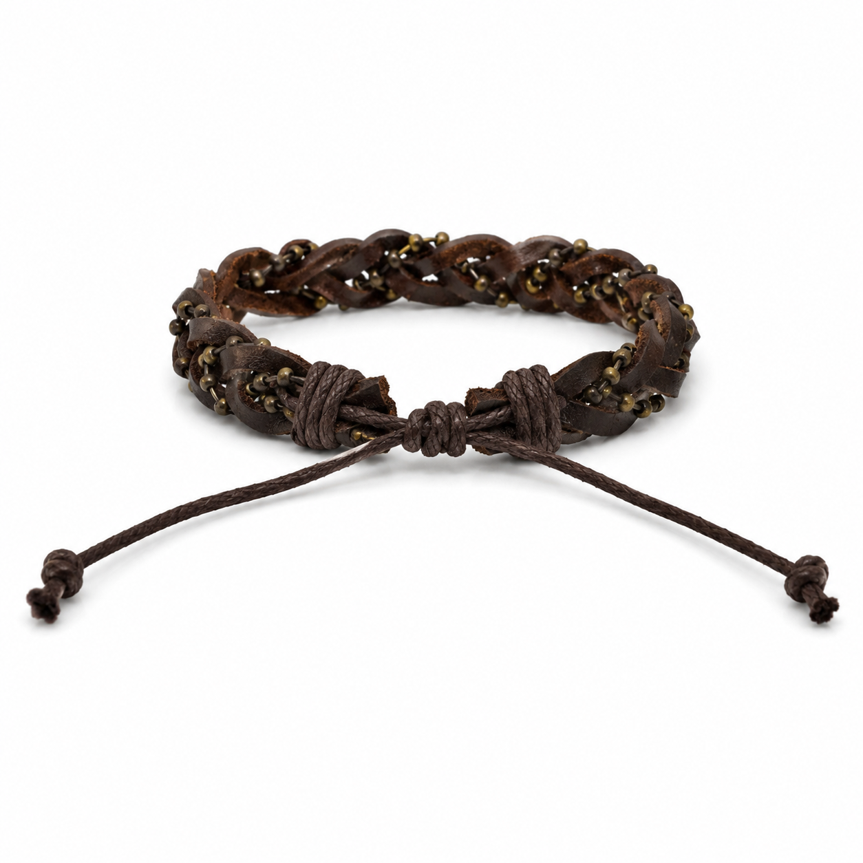 Pulsera caballero trenzada con detalles metálicos 🤎✨