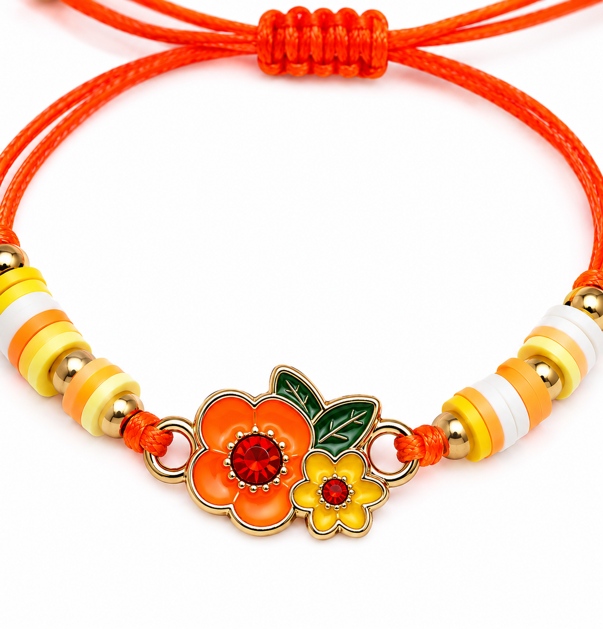 Pulsera niña flores multicolor 🌼🧡