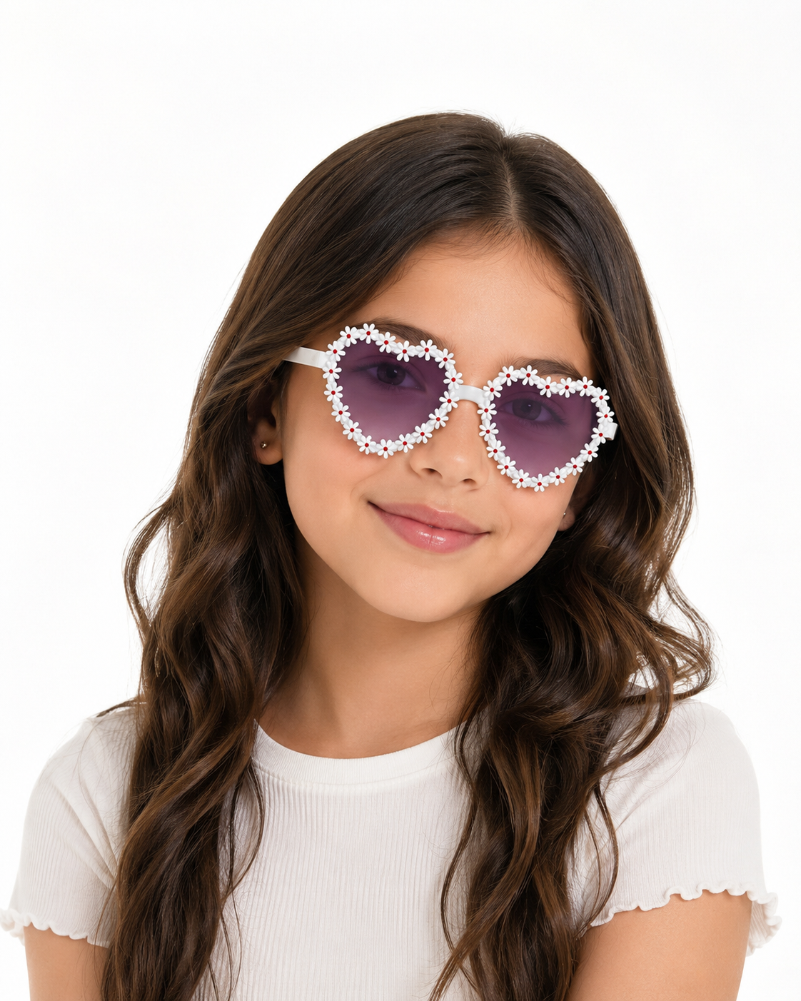 Lentes infantiles corazón con flores 🌼🤍