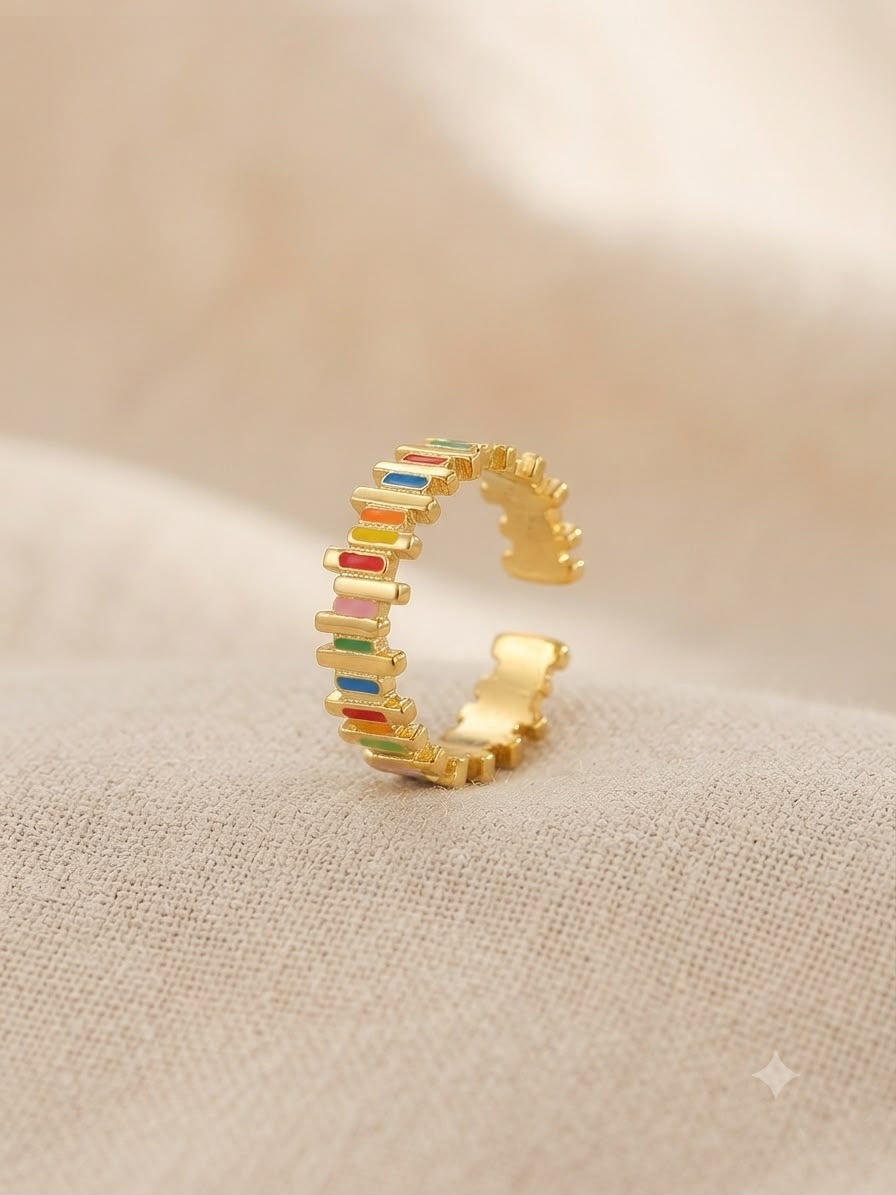 Anillo dama dorado multicolor