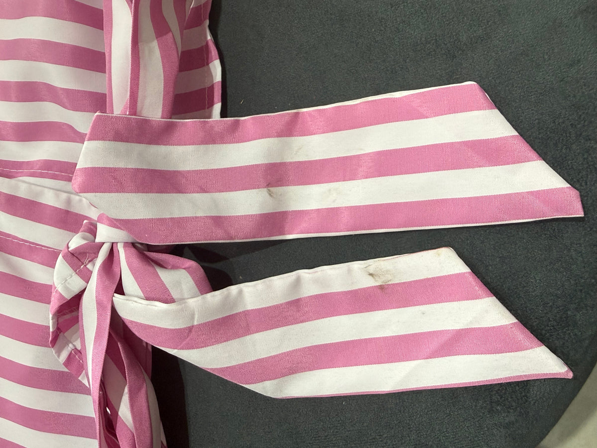 OFERTA – Blusa dama a rayas rosa con mangas de encaje