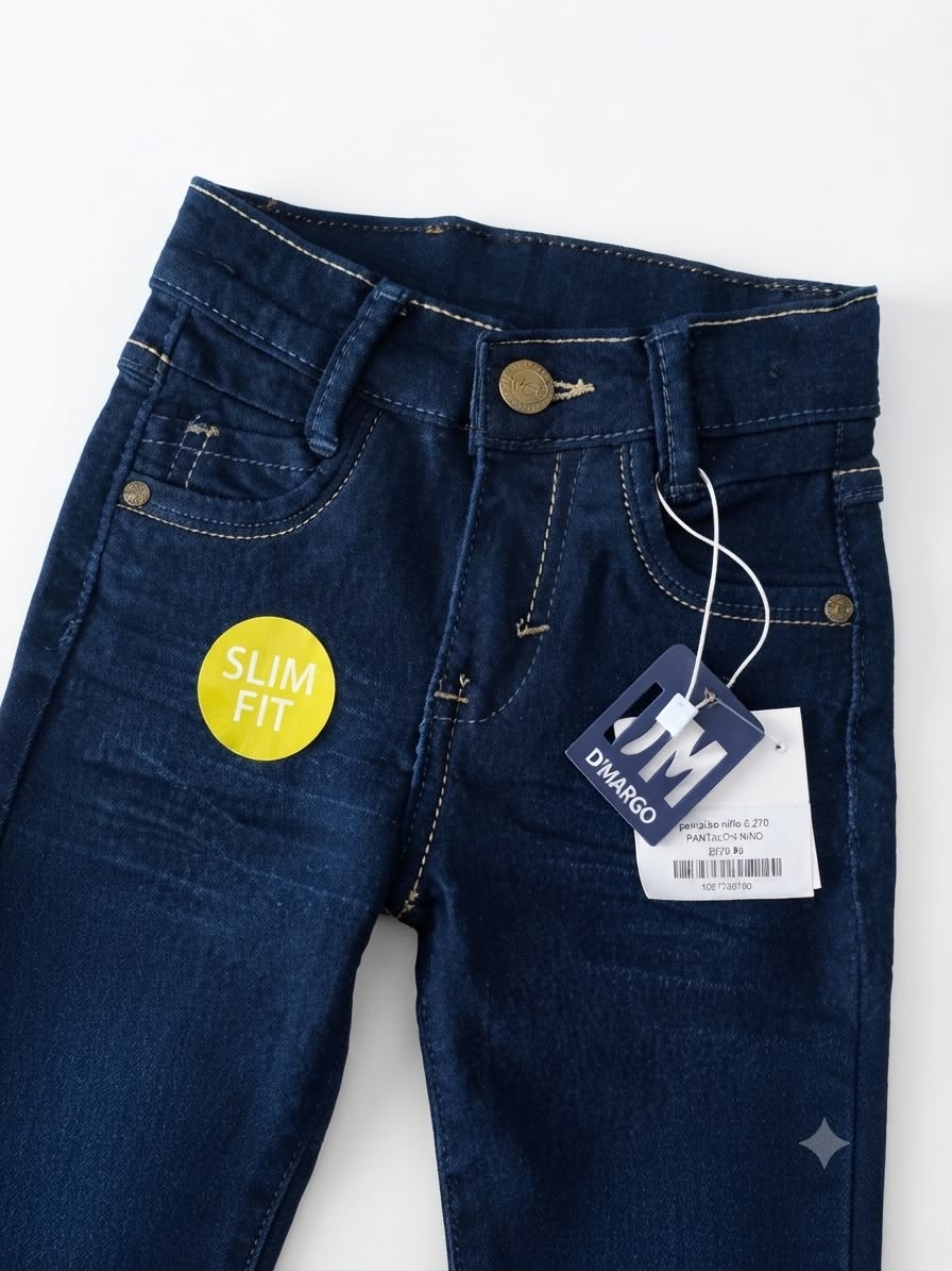 Pantalón niño mezclilla azul oscuro slim fit