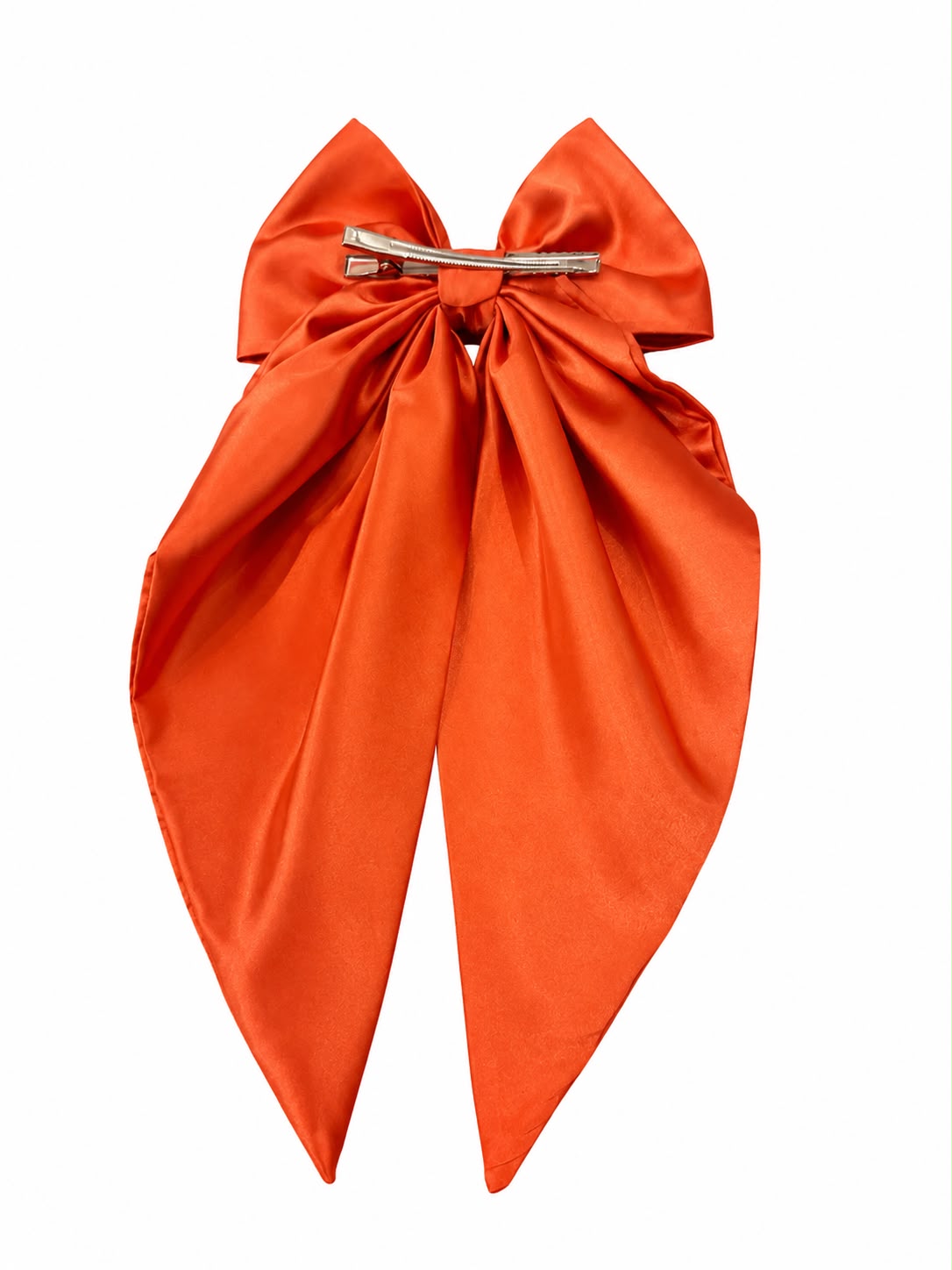 🎀 Moño coquette niña naranja satinado