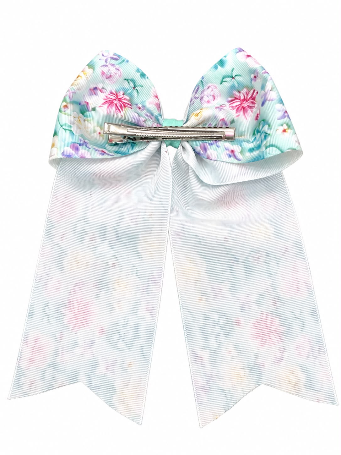 Moño niña floral verde menta con tirantes largos 🎀🌸