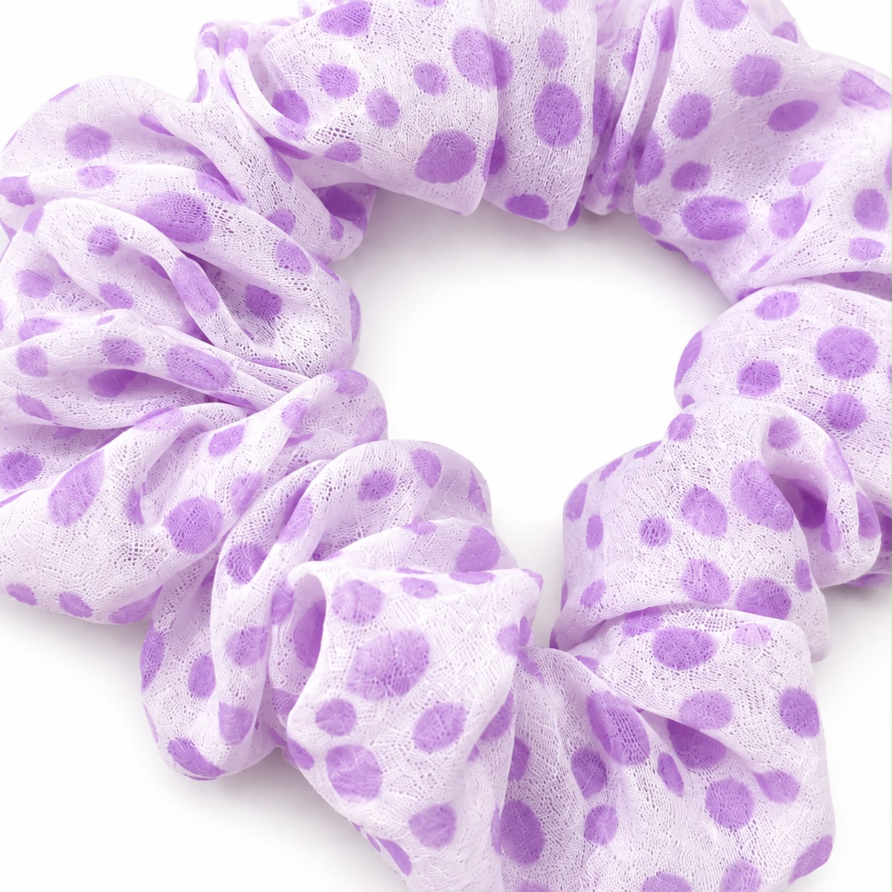 Liga cabello accesorio con lunares lilas