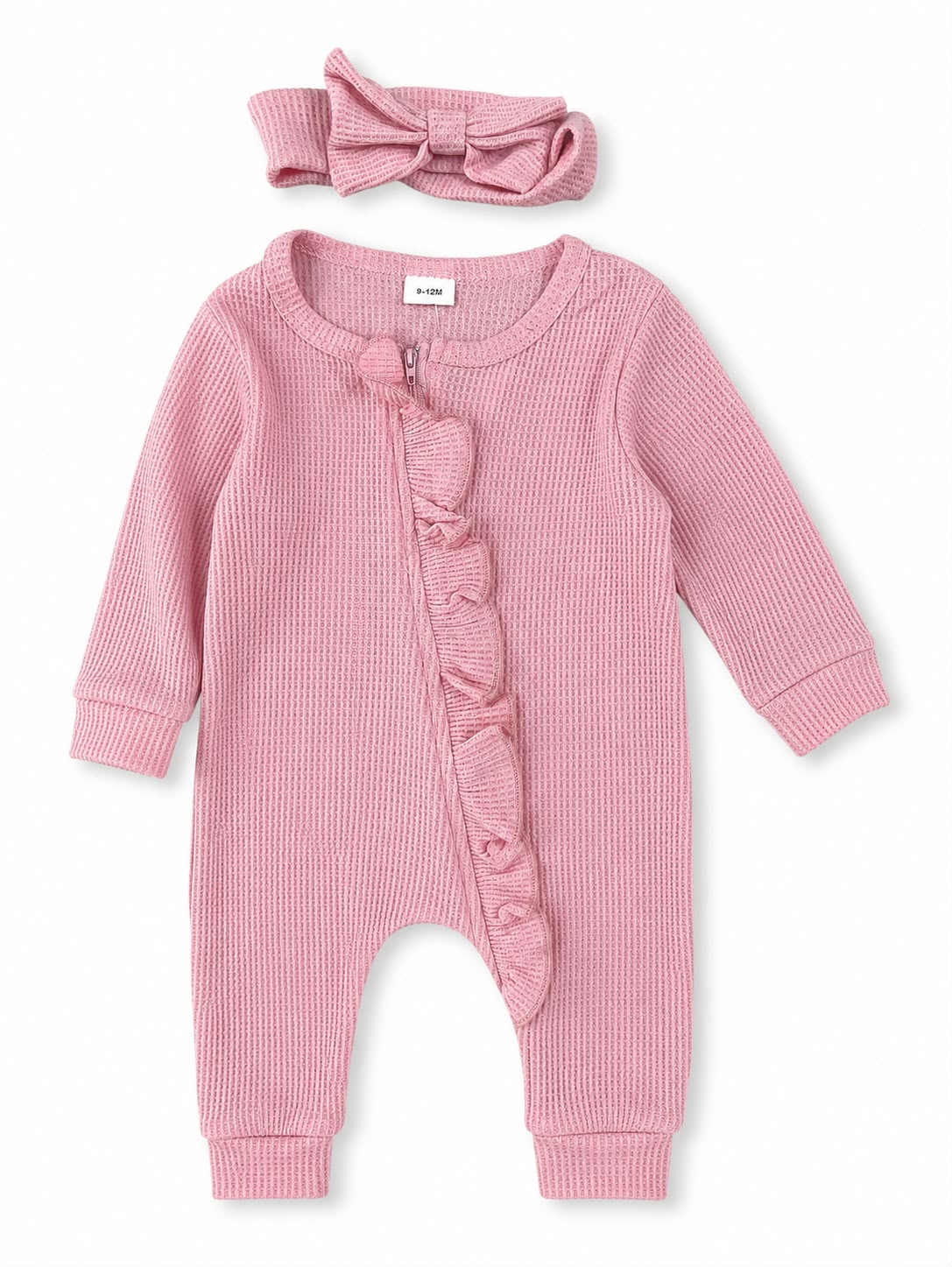 Mameluco niña meses rosa con diadema