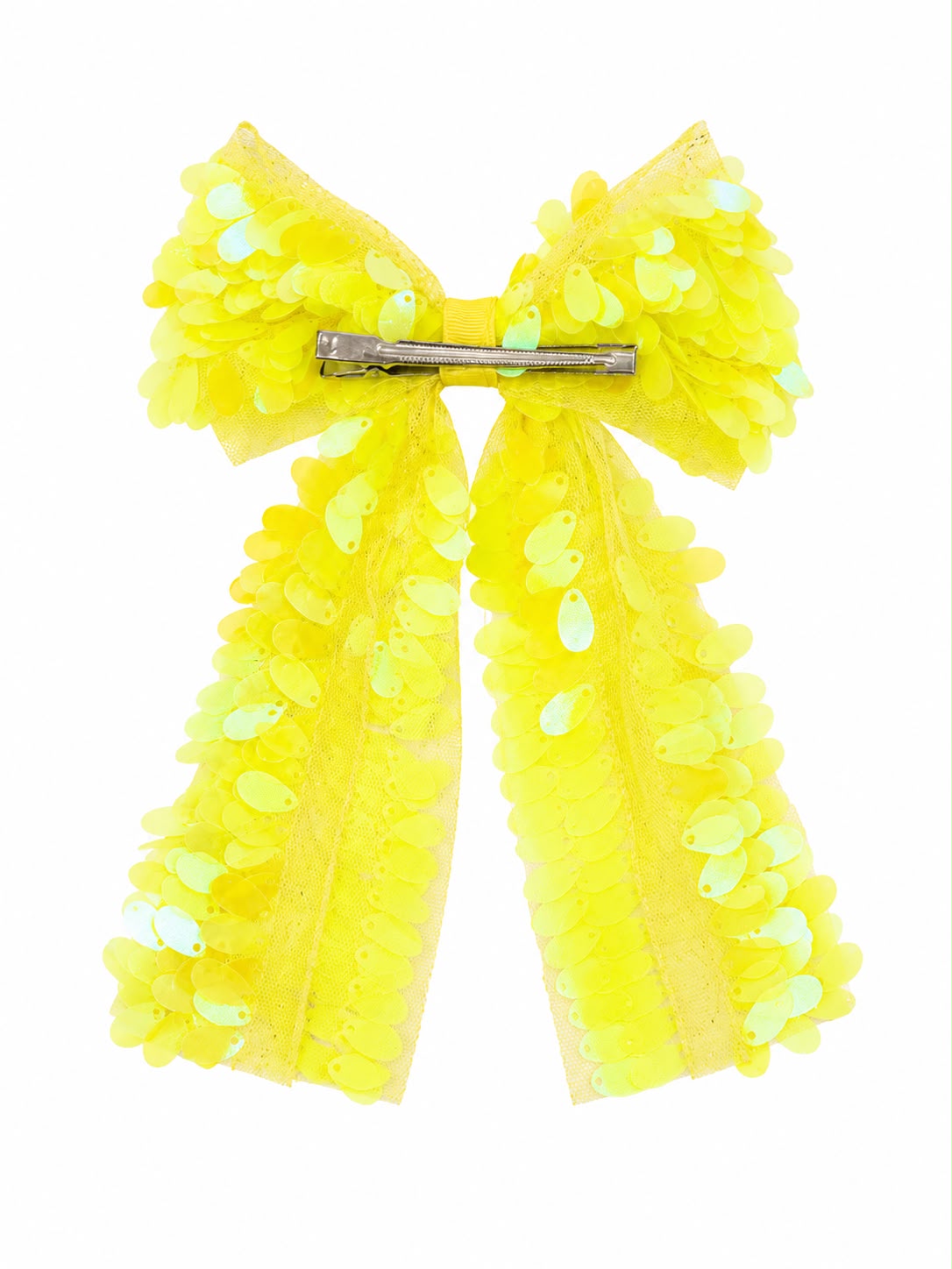 Moño niña amarillo con lentejuelas y tirantes largos 🎀💛✨