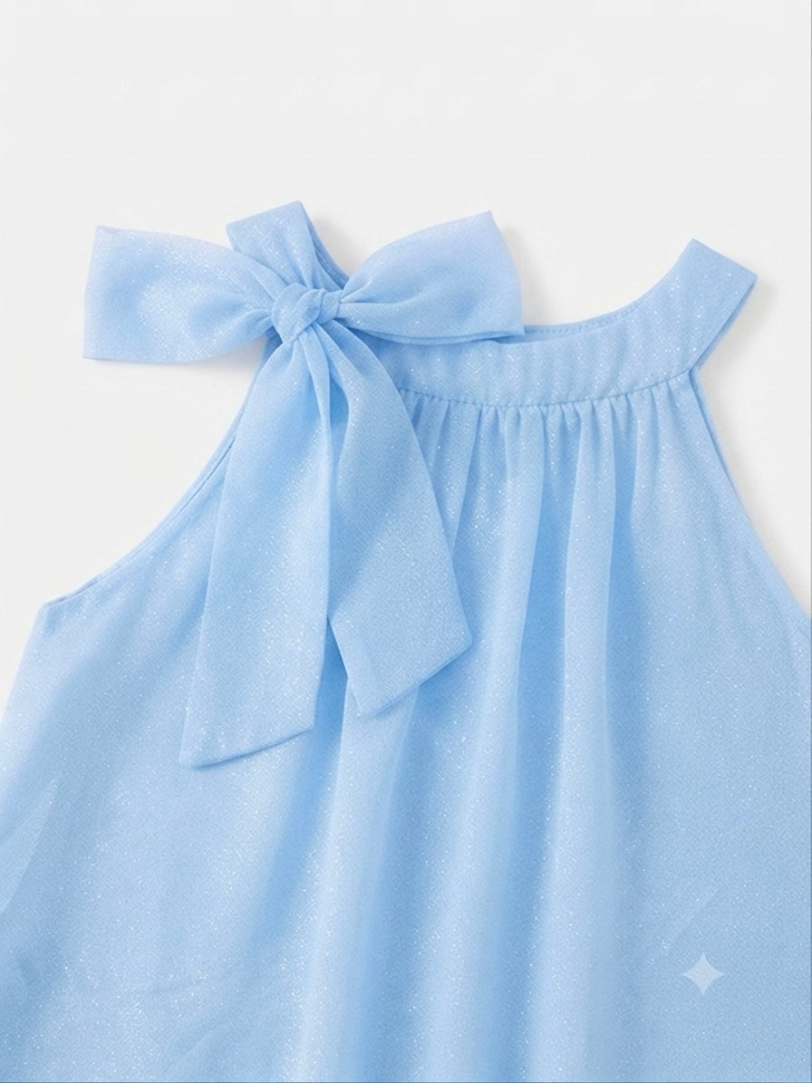 Vestido niña con moño decorativo – Frescura y elegancia