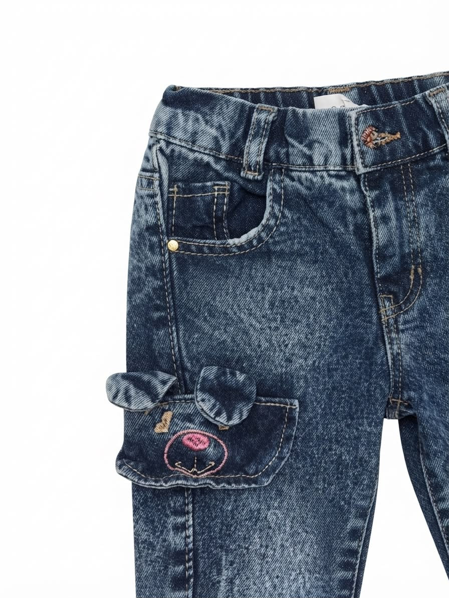 Pantalón Niña mezclilla con aplicación perrito