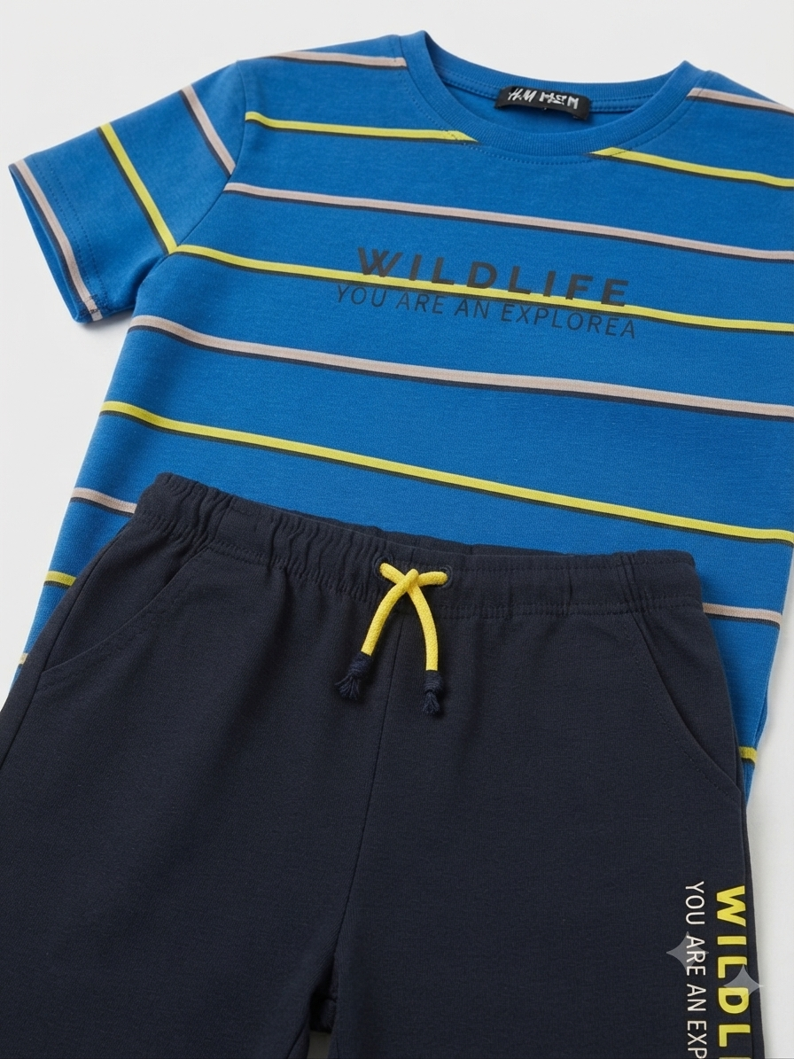 Set niño playera rayada con short deportivo