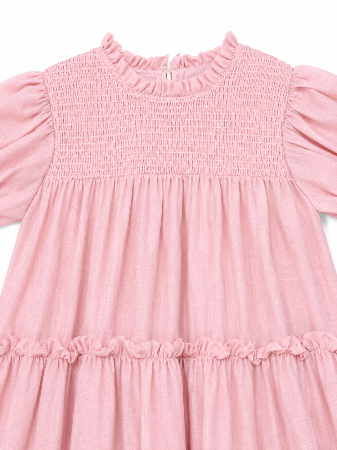 Vestido niña rosa con fruncido