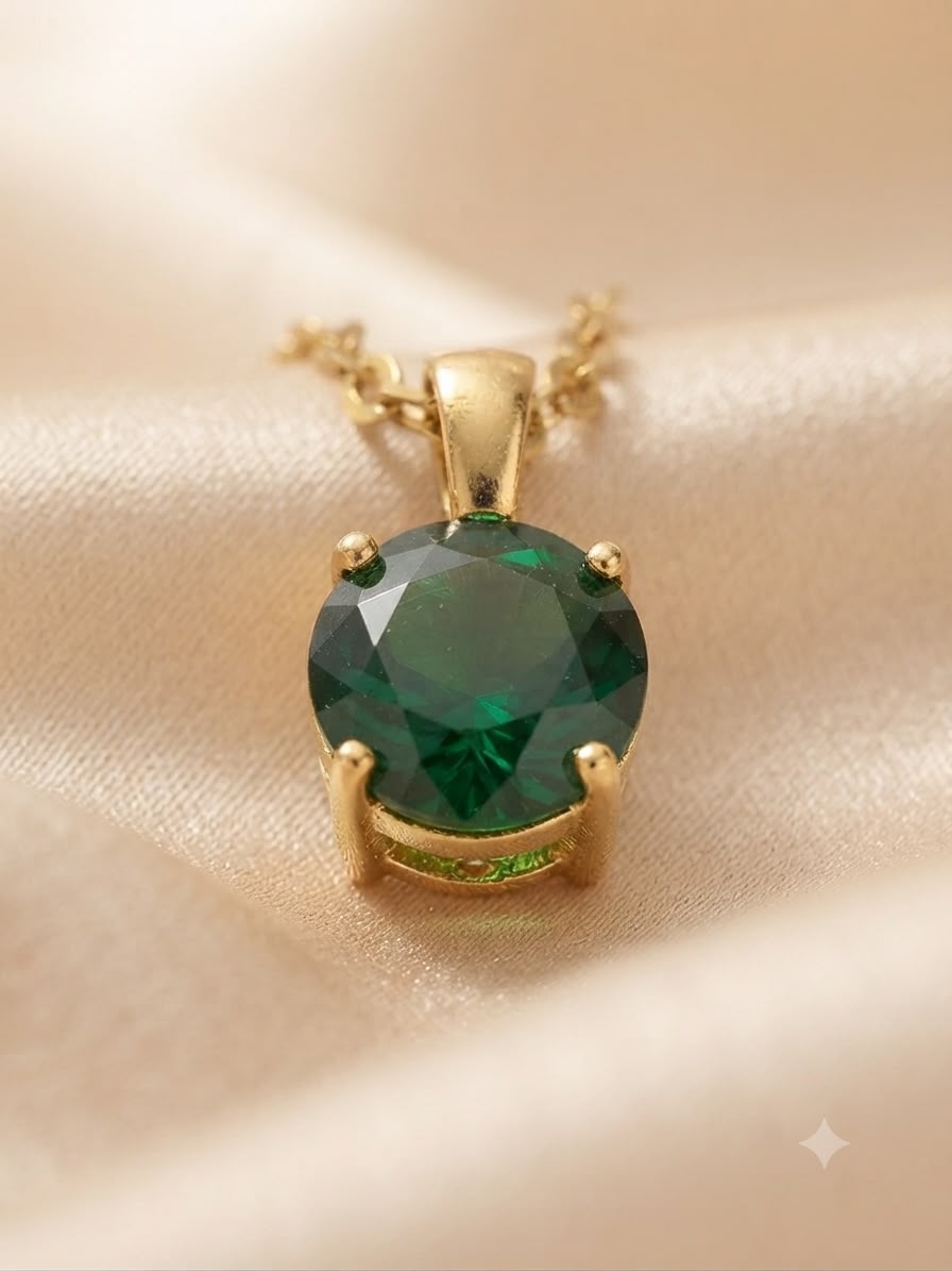 Collar accesorio dama – Dije con cristal verde