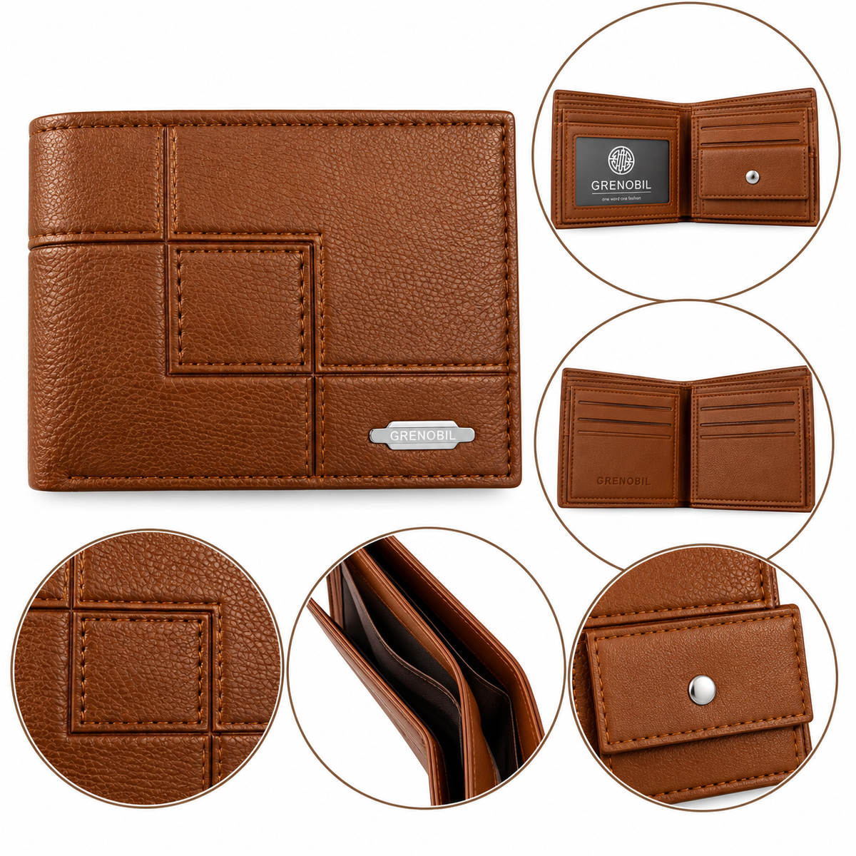 Cartera caballero con múltiples compartimentos
