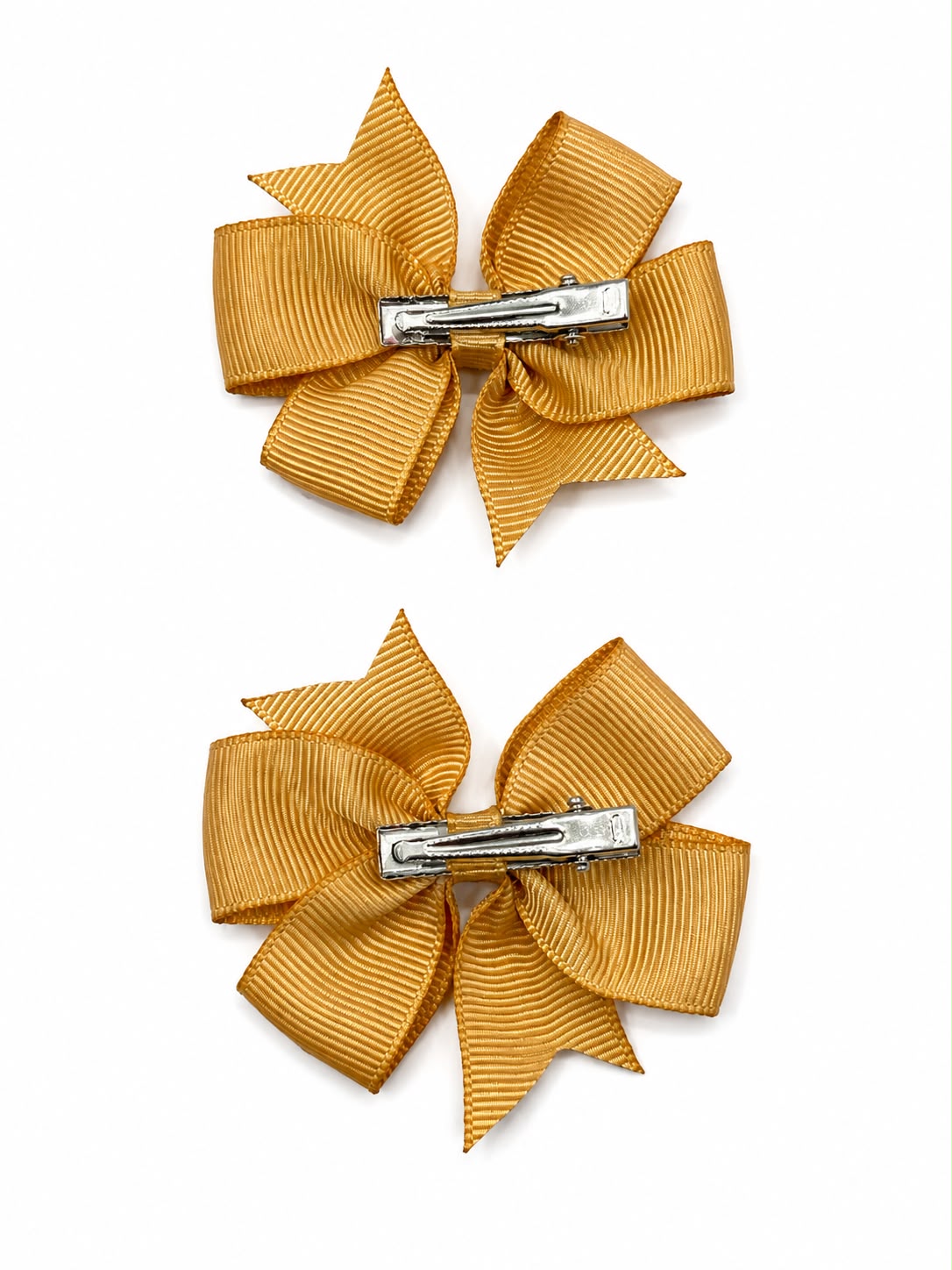 Moño par niña color mostaza