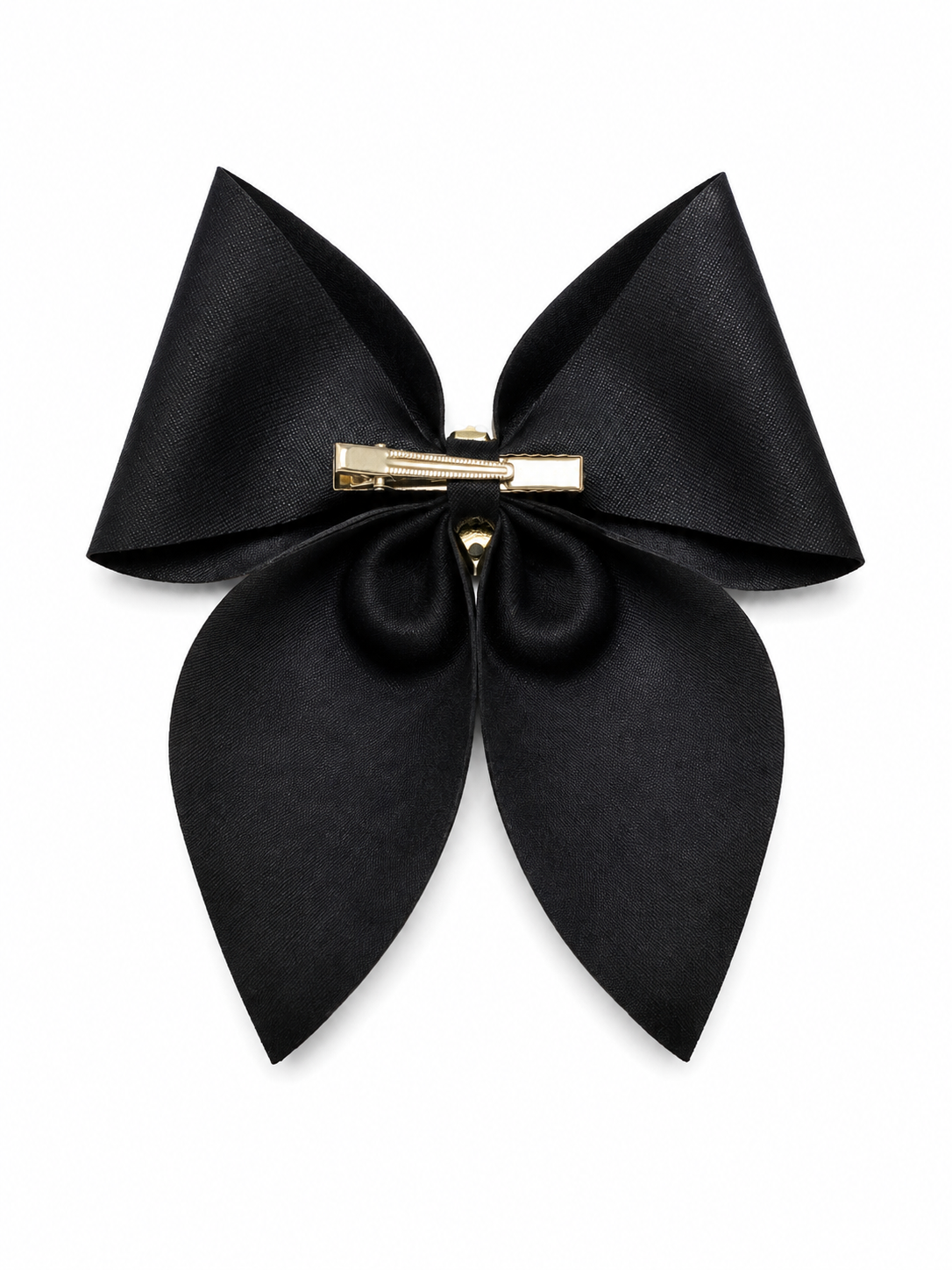 Moño niña elegante negro con detalle dorado
