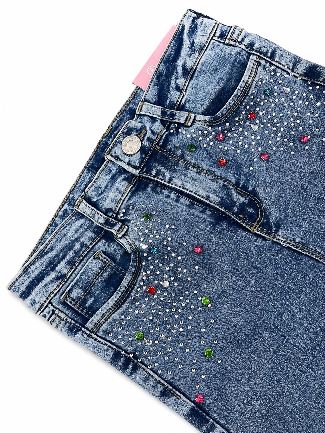 Pantalón niña acampanado con pedrería brillante