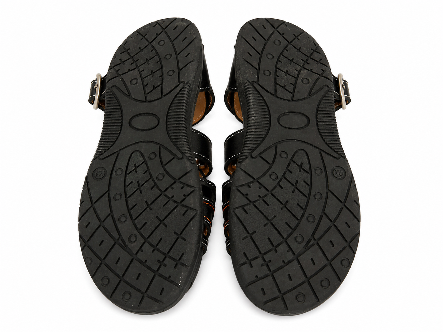 Huaraches niño OFERTA clásicos en color negro con detalle naranja