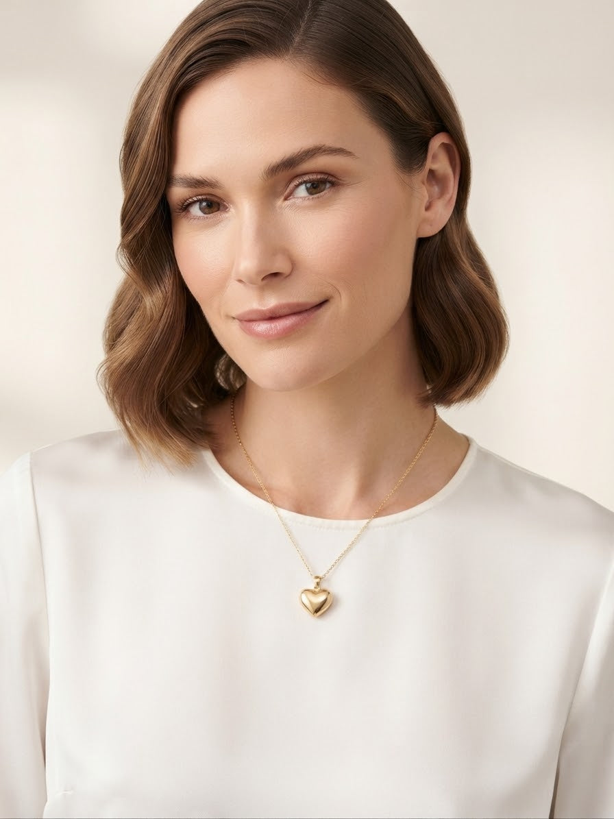 Collar accesorio dama corazón dorado elegante 💛✨