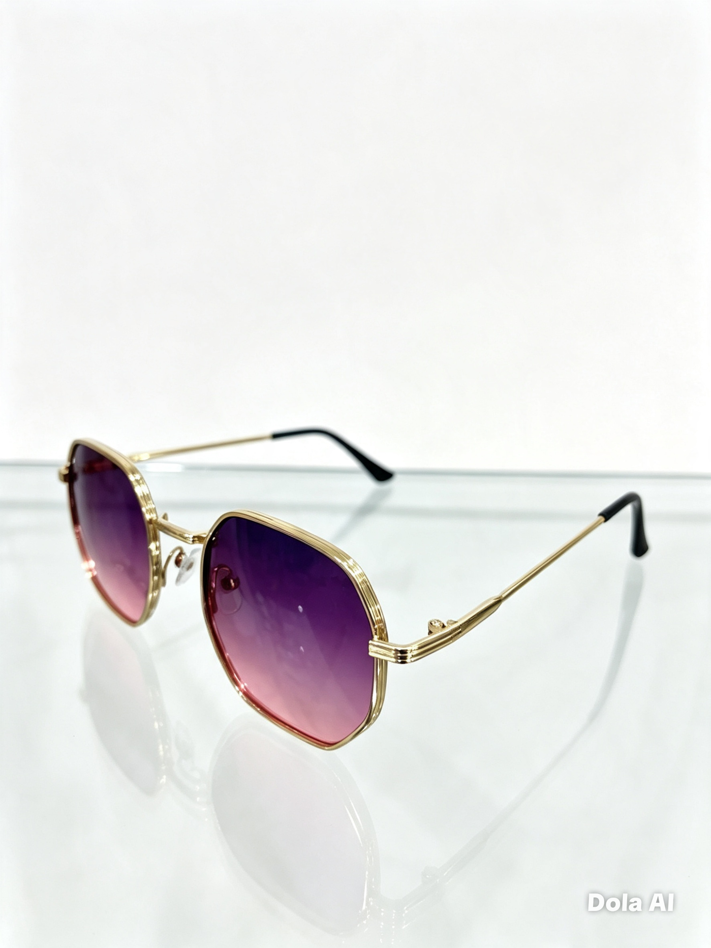 Lentes dama octagonales con degradado morado