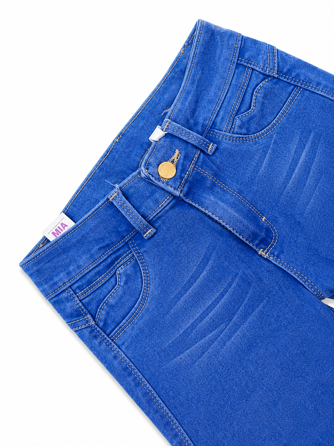 Pantalón niña cargo mezclilla azul con bolsas laterales