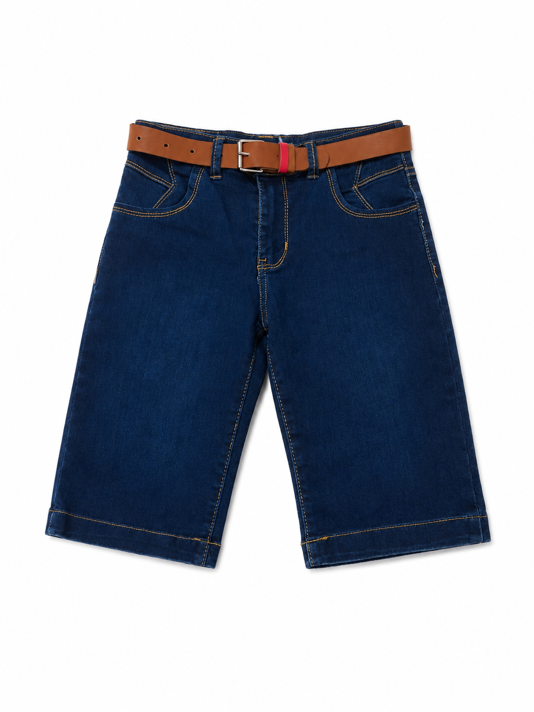 Set niño playera de rayas mostaza con bermuda de mezclilla