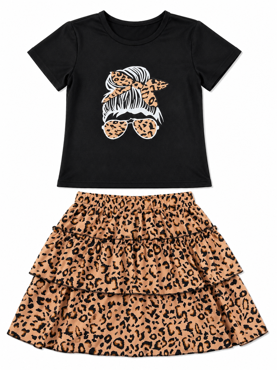 Set niña estampado animal print con falda Olanes