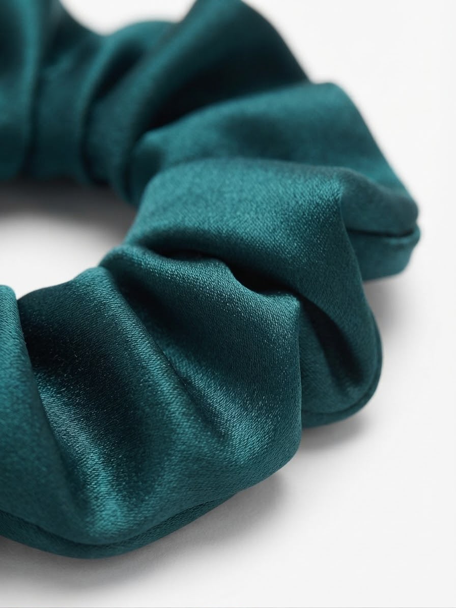 Liga cabello accesorio satinada verde esmeralda
