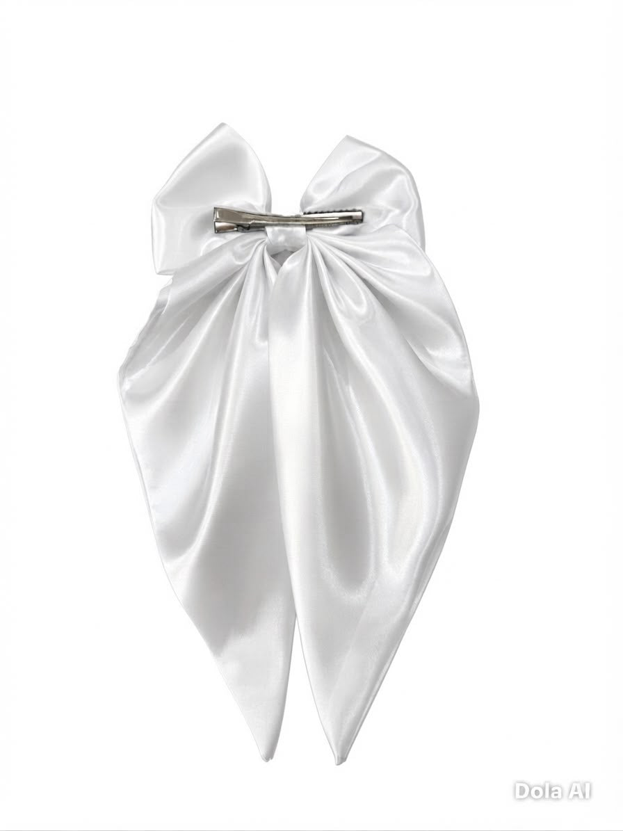 🎀 Moño coquette niña blanco satinado