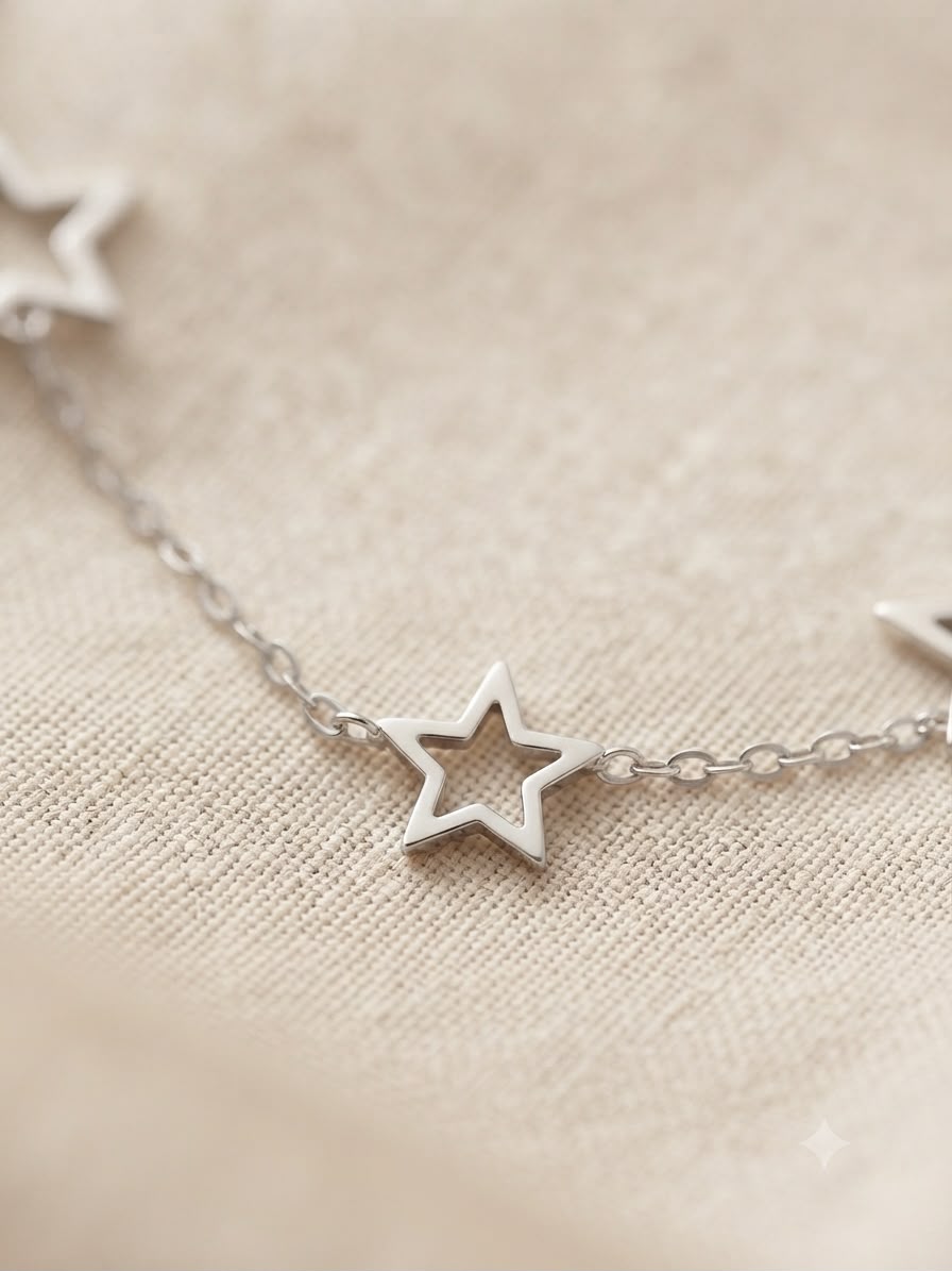 Collar accesorio dama con estrellas plateadas