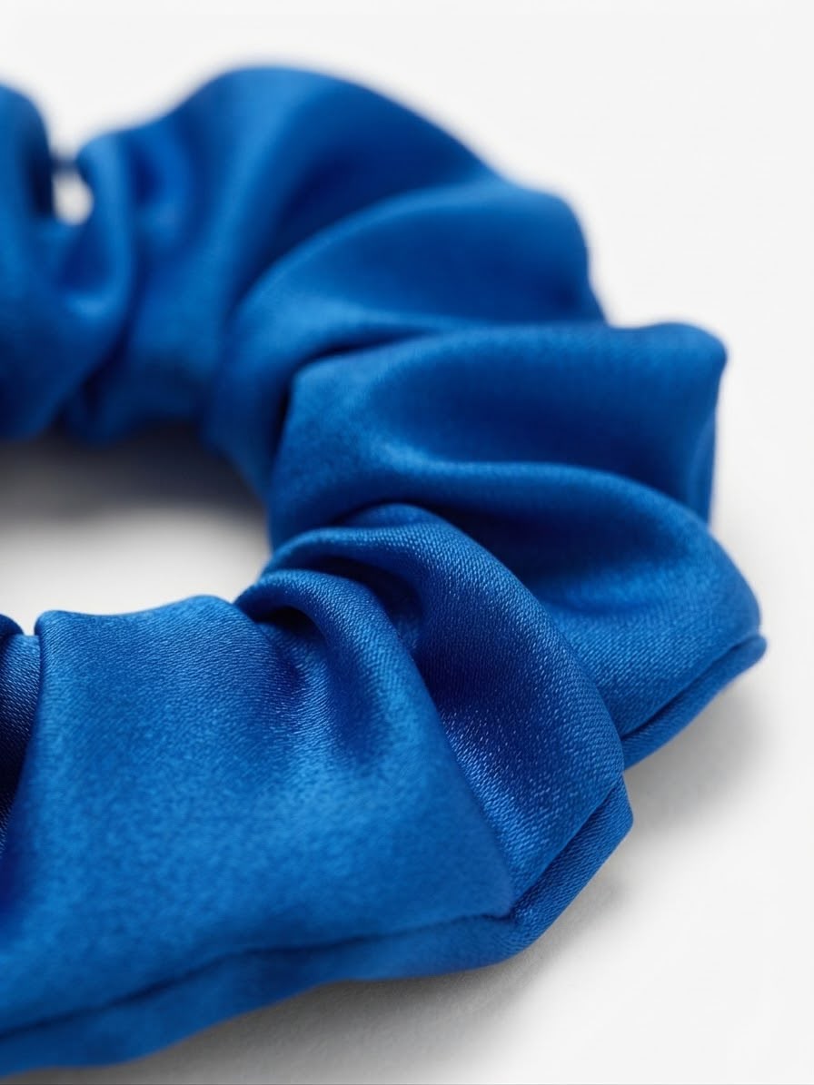 Liga cabello accesorio satinada azul rey