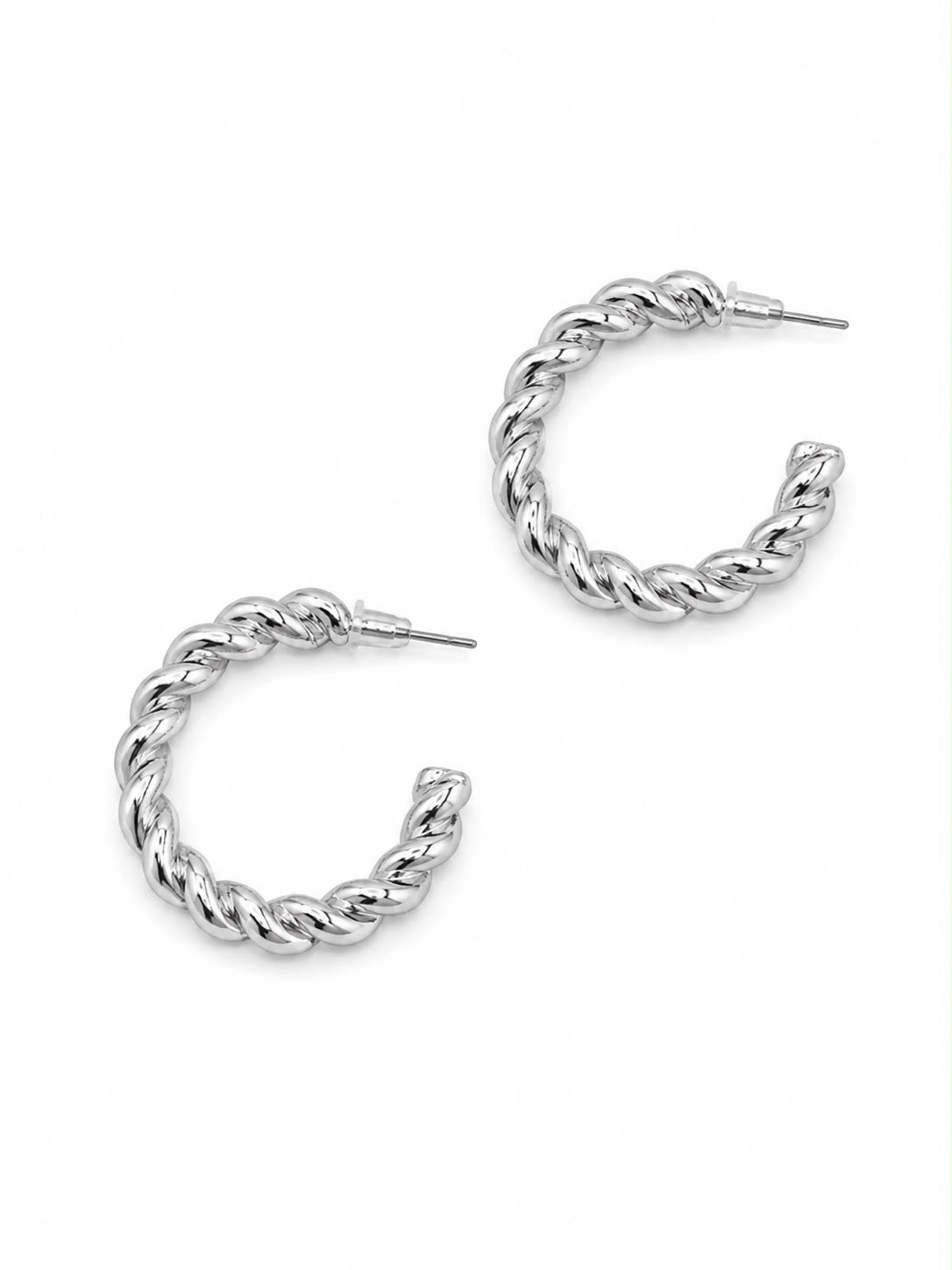 Aretes argolla trenzada plateados
