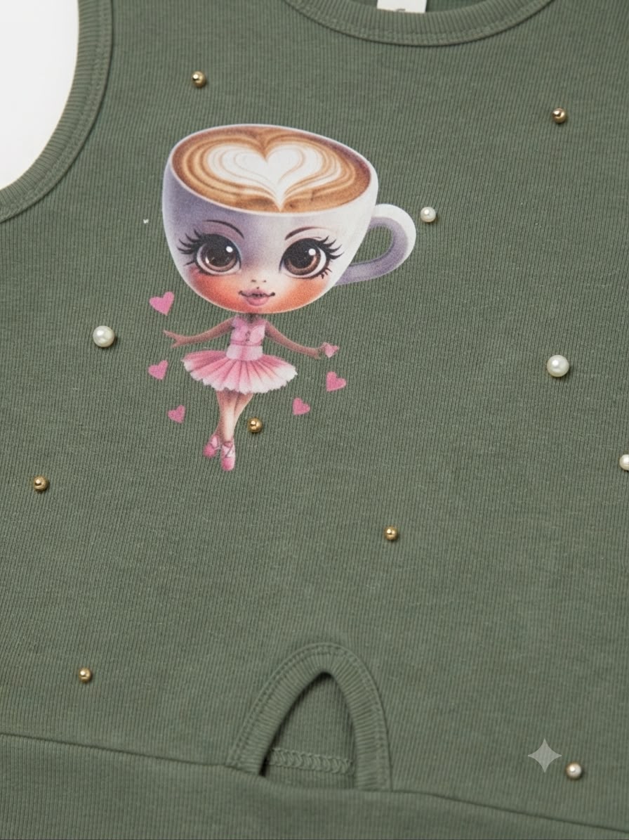 Blusa niña con diseño de taza de café