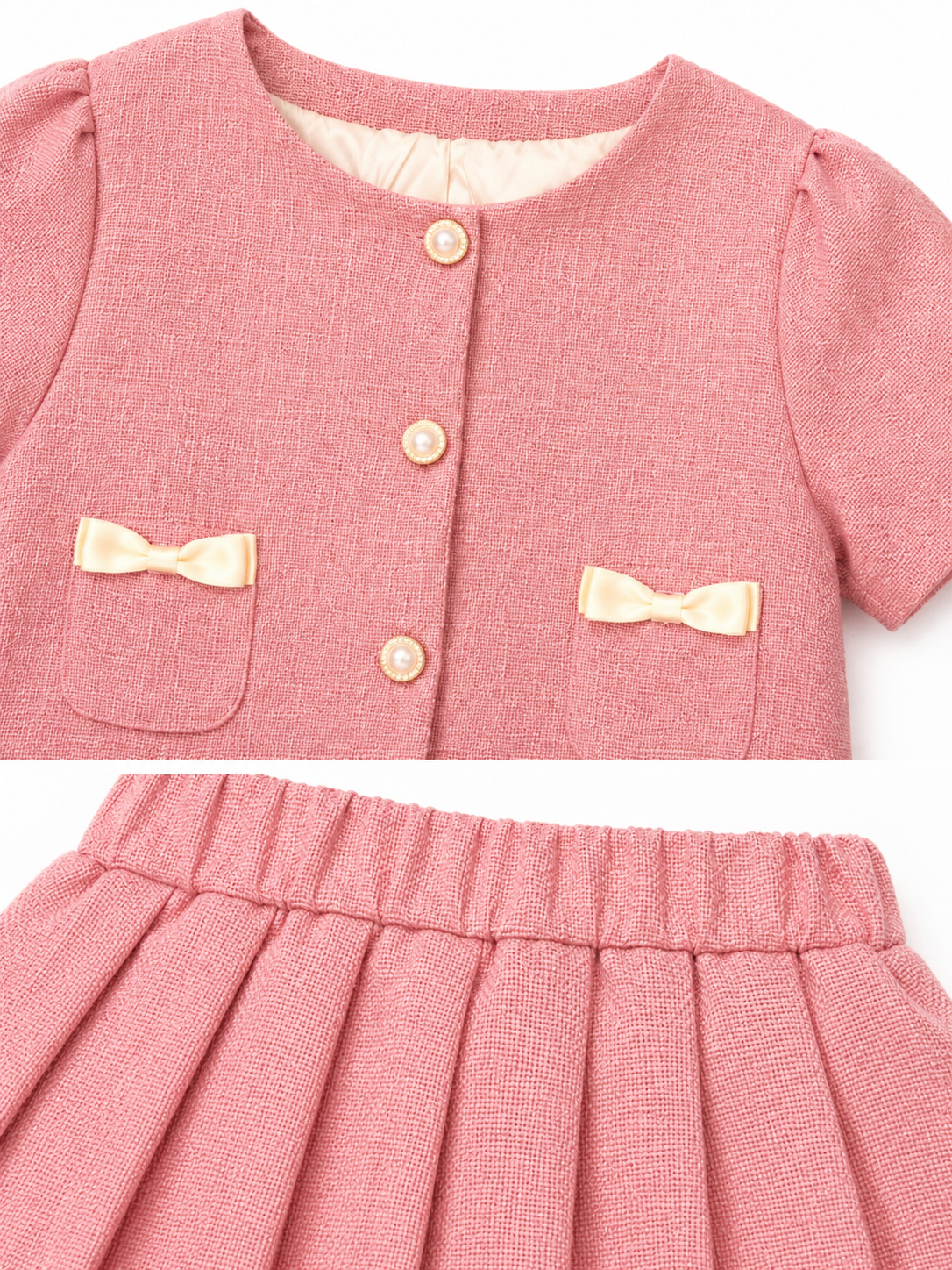Set niña con chaqueta y falda plisada rosa